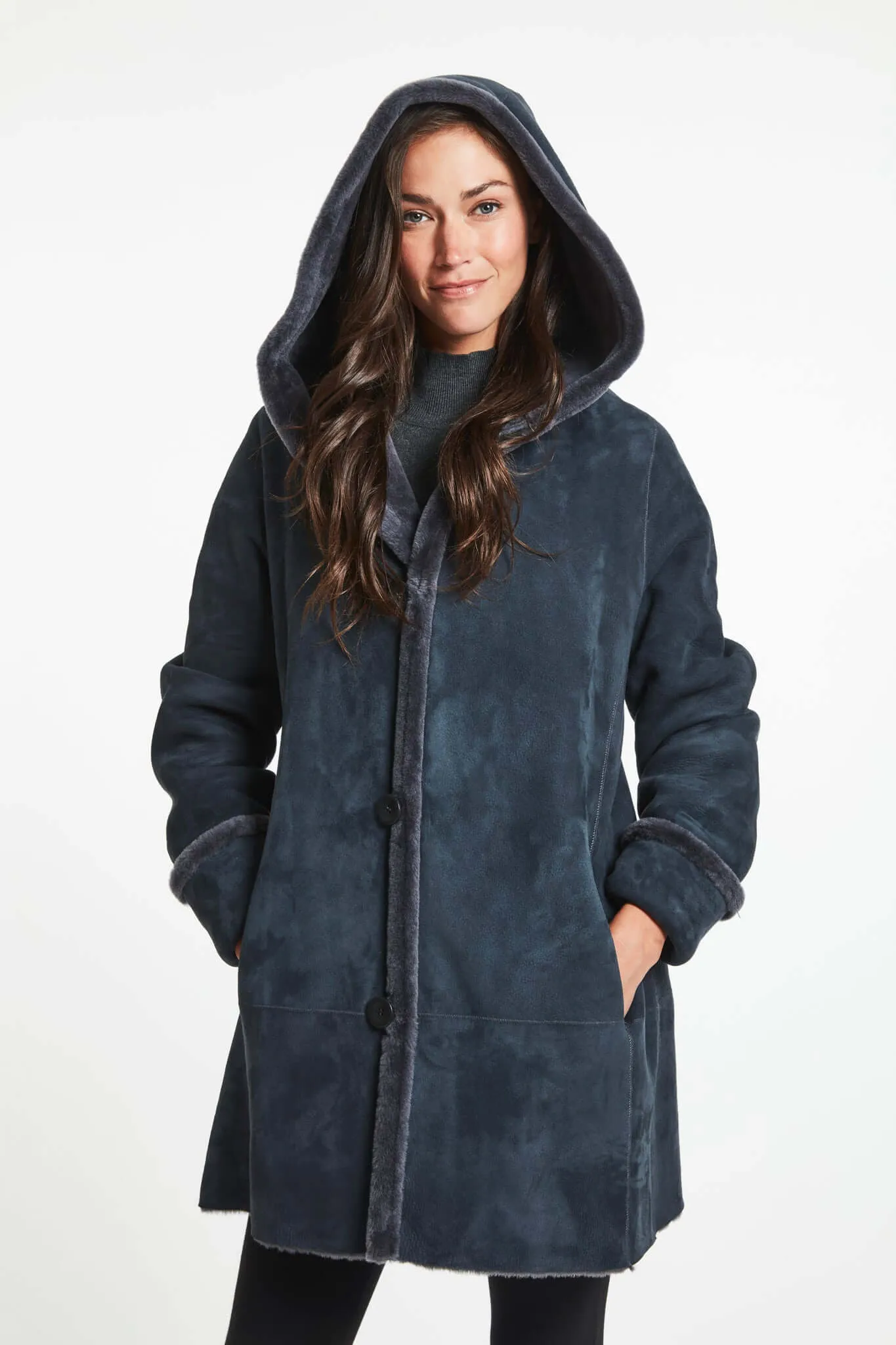 007 Reversible  hooded shearling topper just 3 left   1/S 1/\M 1/l   SOLID BLACK $500  sorry no additional discounts
