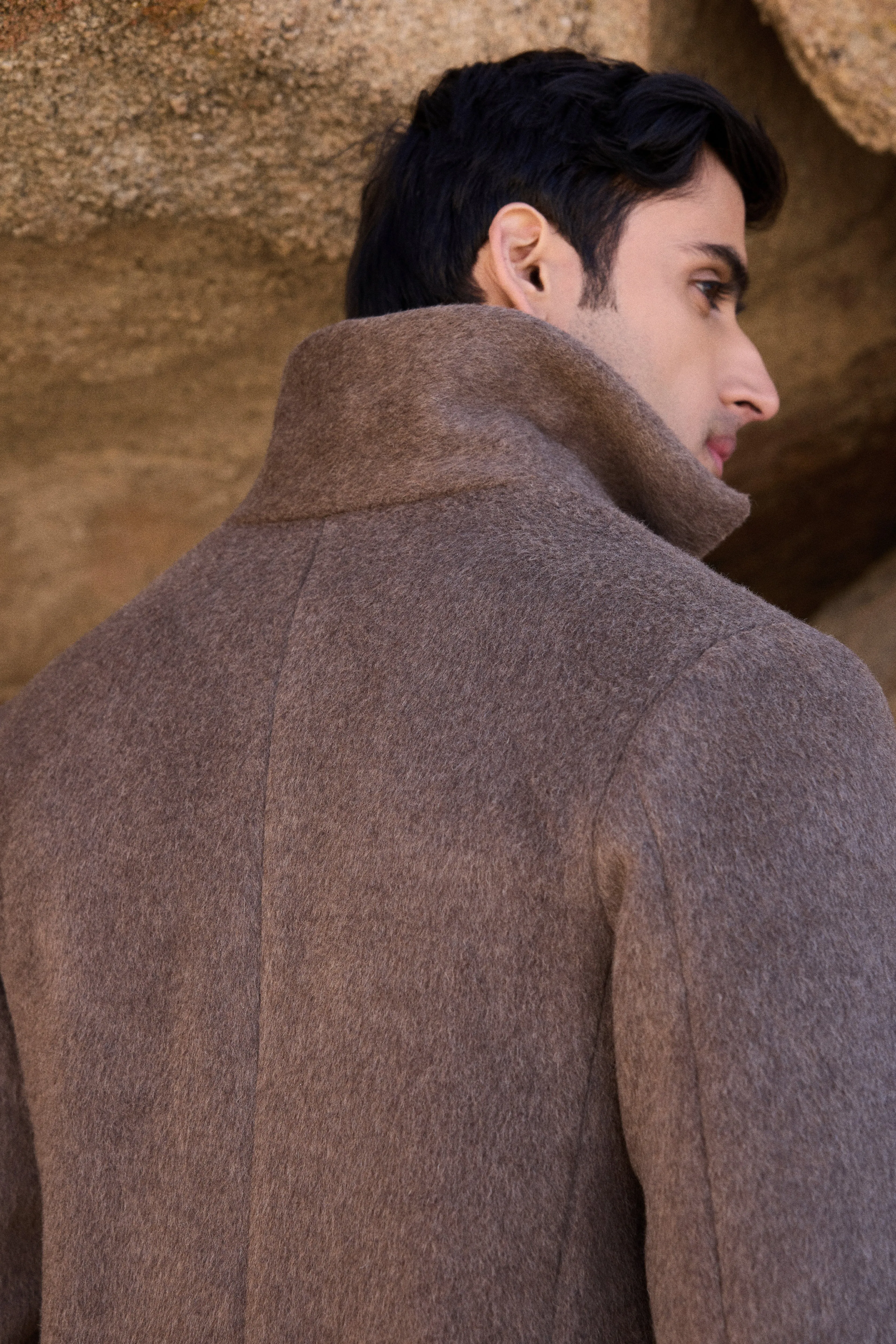 100% Merino Wool Short Coat- MAN (Bark)