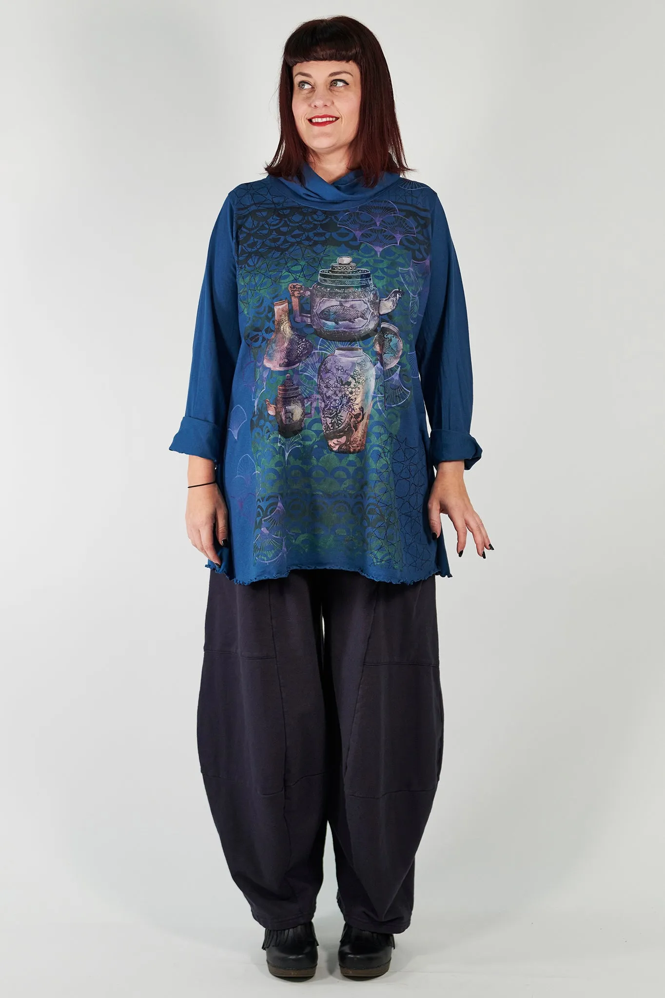 1165 Cowl Neck Tee Imaginary Blue-P