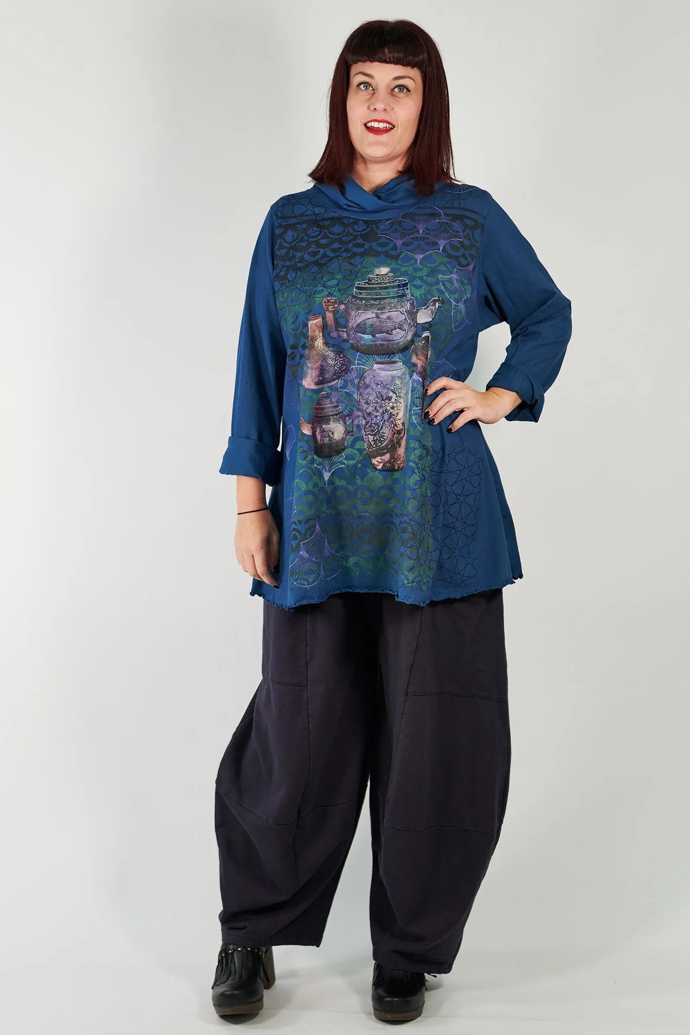 1165 Cowl Neck Tee Imaginary Blue-P