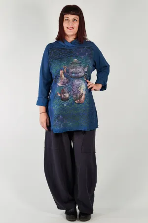 1165 Cowl Neck Tee Imaginary Blue-P