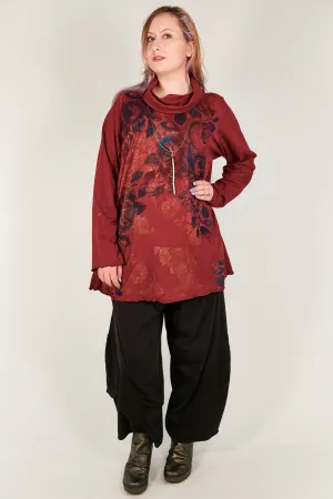 1165 Cowl Neck Tee-Sangria-P