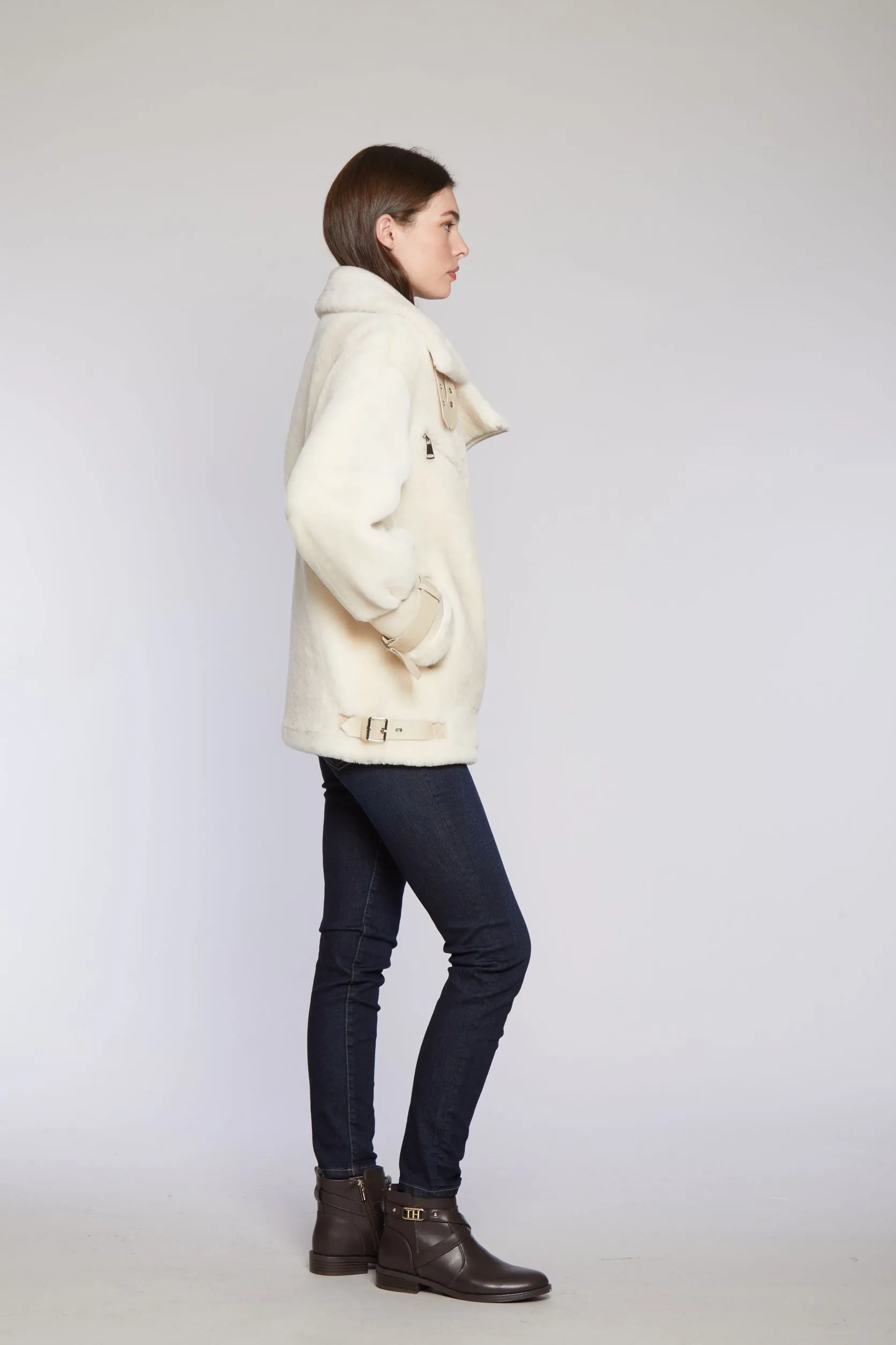 #126 Plush Shearling Moto Jacket    just one left  large    $500  sorry no additional discounts