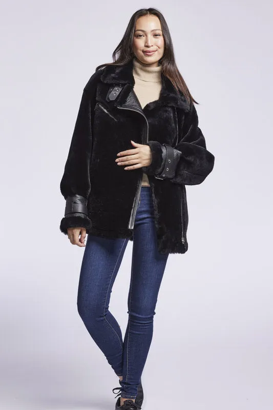 #126 Plush Shearling Moto Jacket    just one left  large    $500  sorry no additional discounts