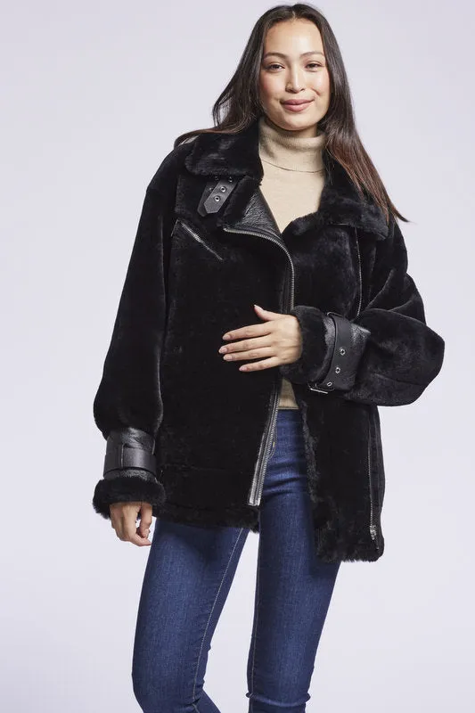 #126 Plush Shearling Moto Jacket    just one left  large    $500  sorry no additional discounts