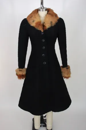 1970s Betsey Johnson Alley Cat Quilted Faux Fur Coat