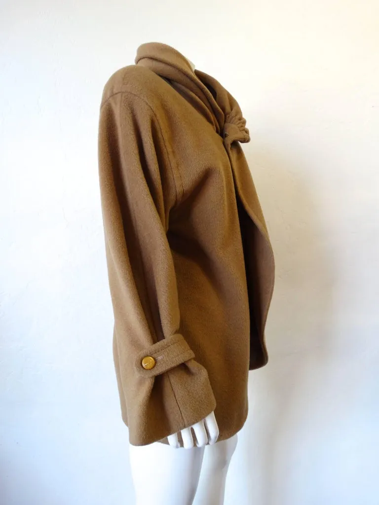 1980s James Galanos Avant-Garde Tan Wool Coat