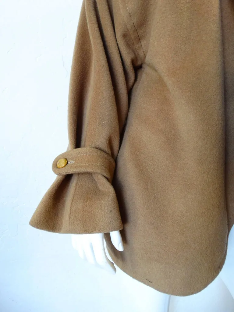 1980s James Galanos Avant-Garde Tan Wool Coat