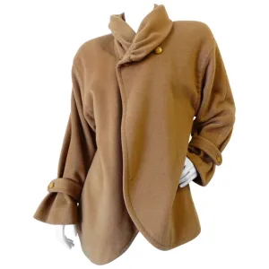 1980s James Galanos Avant-Garde Tan Wool Coat