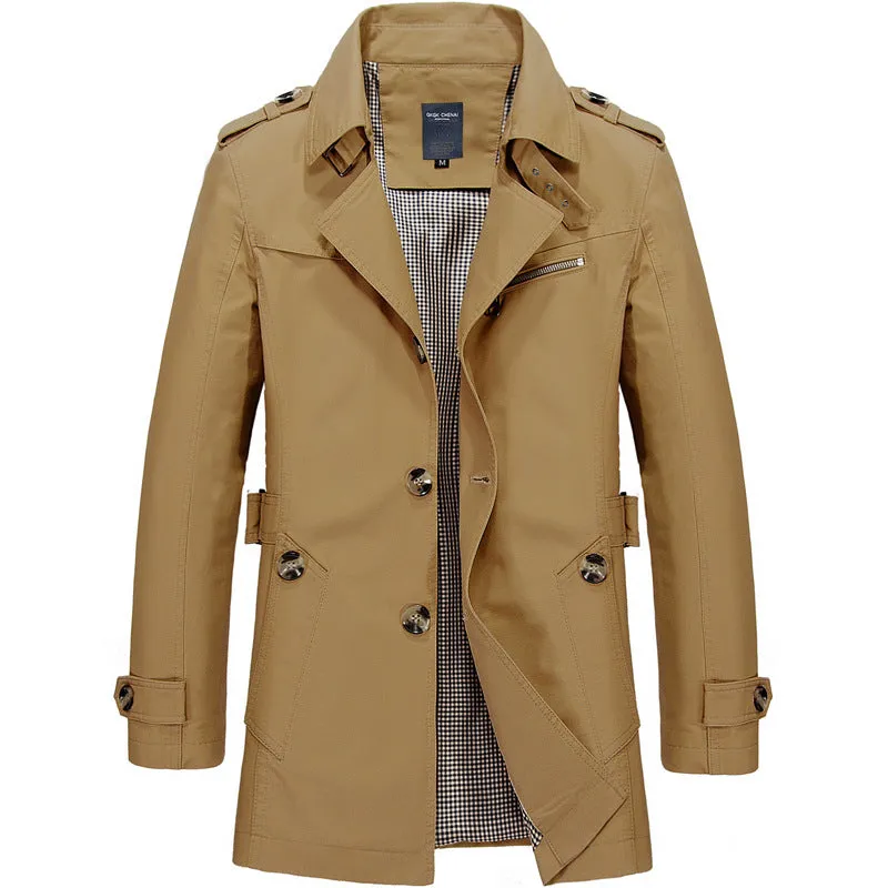 2023 Business Windbreaker for Men Long Coats Pure Cotton - Alexander