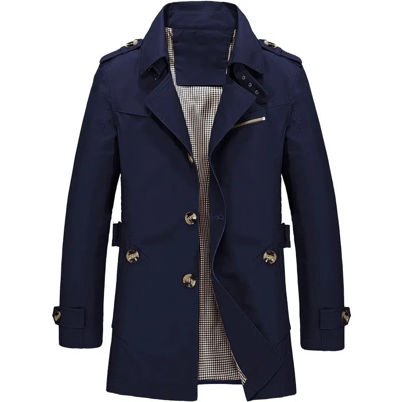 2023 Business Windbreaker for Men Long Coats Pure Cotton - Alexander