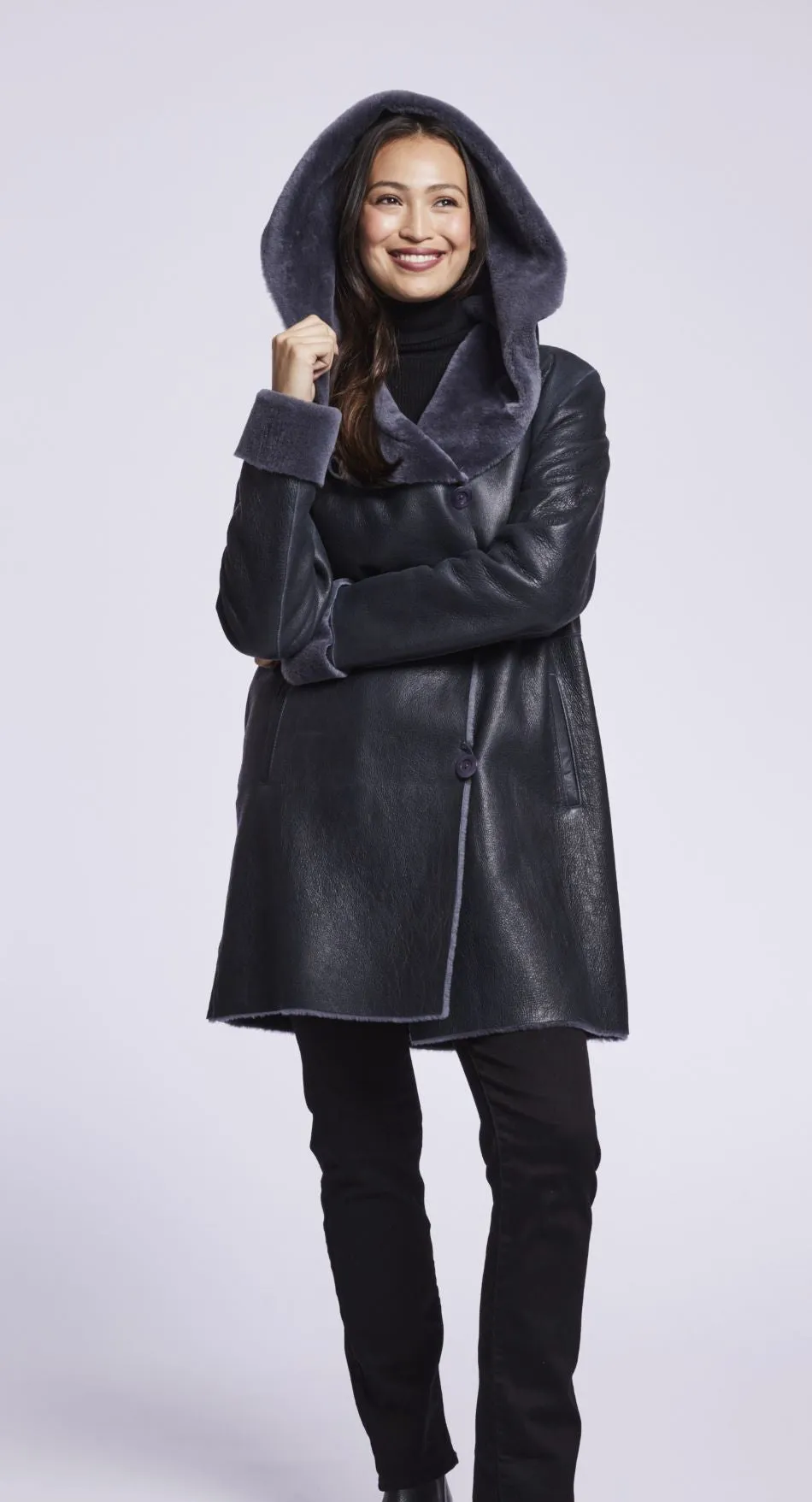 #4284 Shearling coat with convertible collar   just 2 1/L 1/XL  $500   sorry no additional discounts