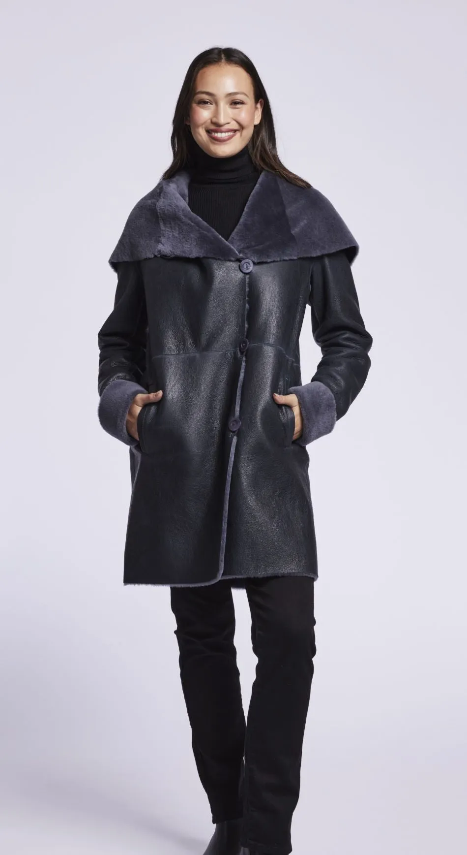 #4284 Shearling coat with convertible collar   just 2 1/L 1/XL  $500   sorry no additional discounts