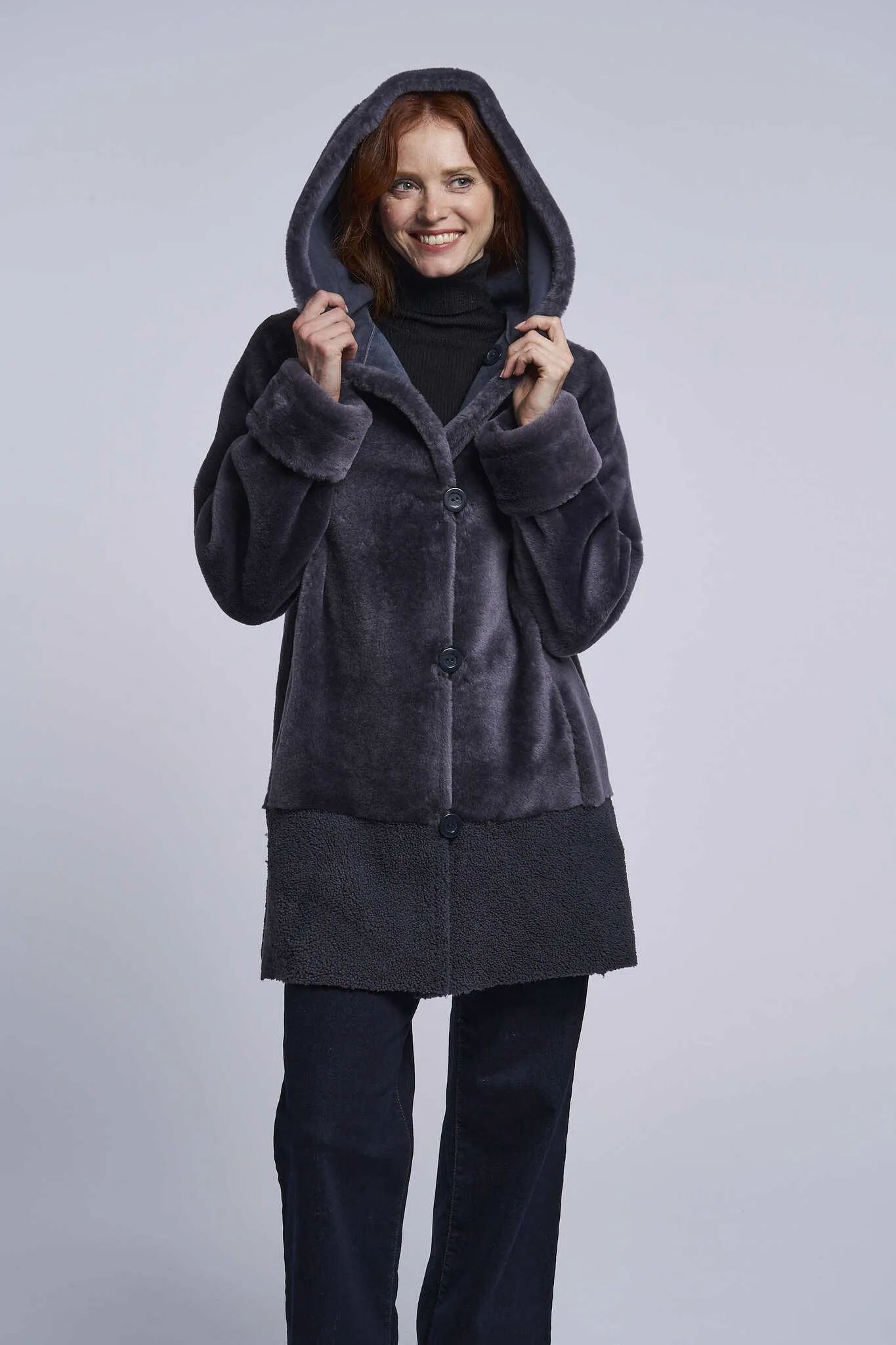 477HD Hooded shearling coatJust 1 left  1/S  1/M  $500  sorry no additional discounts