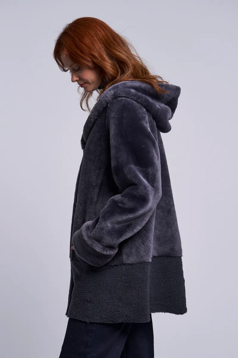 477HD Hooded shearling coatJust 1 left  1/S  1/M  $500  sorry no additional discounts