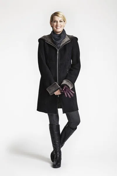 #5293HD Fitted Shearling Coat with Zip Front and Hood  JUST  1 M  $500   sorry no additional discounts