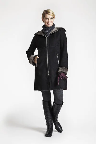 #5293HD Fitted Shearling Coat with Zip Front and Hood  JUST  1 M  $500   sorry no additional discounts