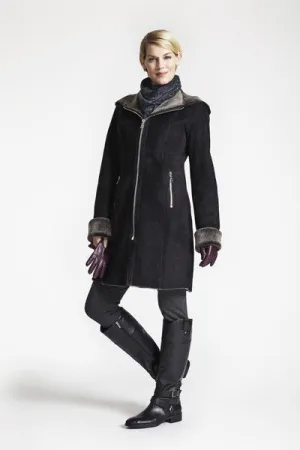 #5293HD Fitted Shearling Coat with Zip Front and Hood  JUST  1 M  $500   sorry no additional discounts