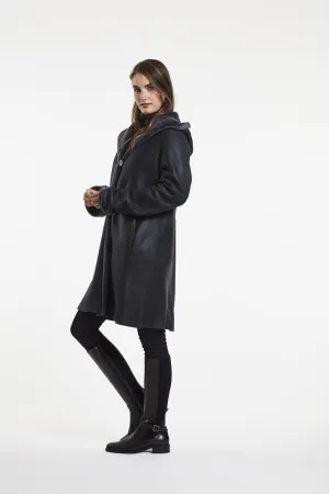 #6169 Hooded Reversible Shearling Coat  REVERSE TO CURLY WOOL  $500   sorry no additional discounts