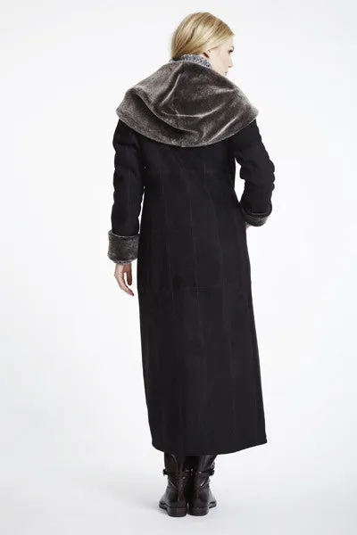 #6423 Long Hooded  Shearling Coat   SPECIAL ORDER ONLY  $1295