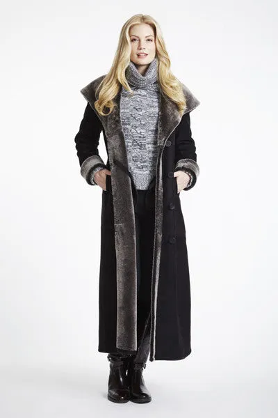 #6423 Long Hooded  Shearling Coat   SPECIAL ORDER ONLY  $1295