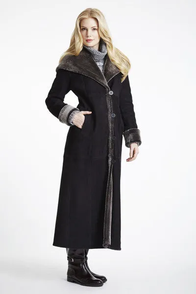 #6423 Long Hooded  Shearling Coat   SPECIAL ORDER ONLY  $1295