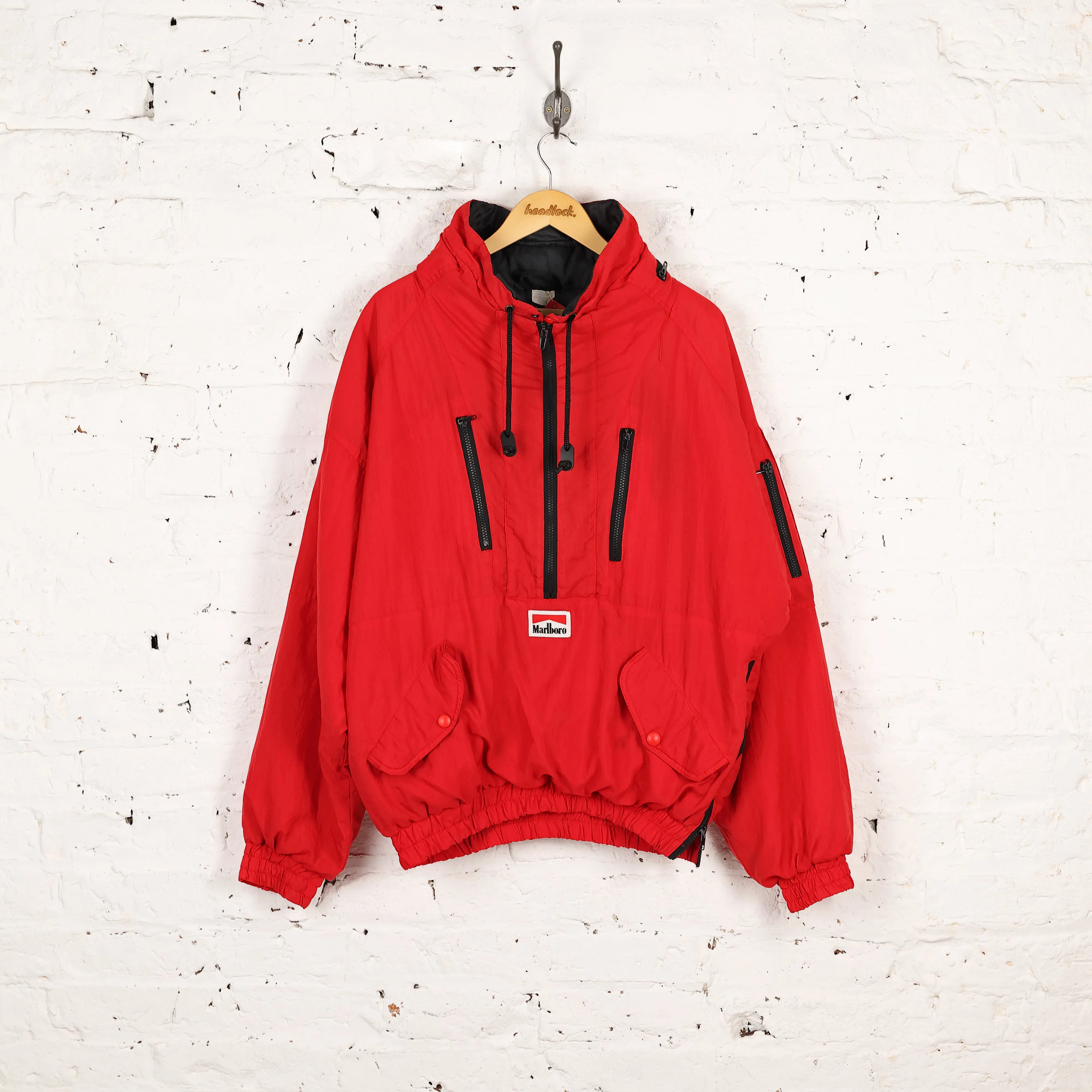 90s Marlboro Half Zip Jacket - Red - L
