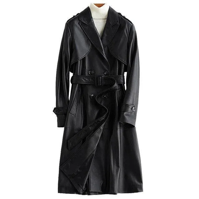 Angel Leather Trench Coat for Women