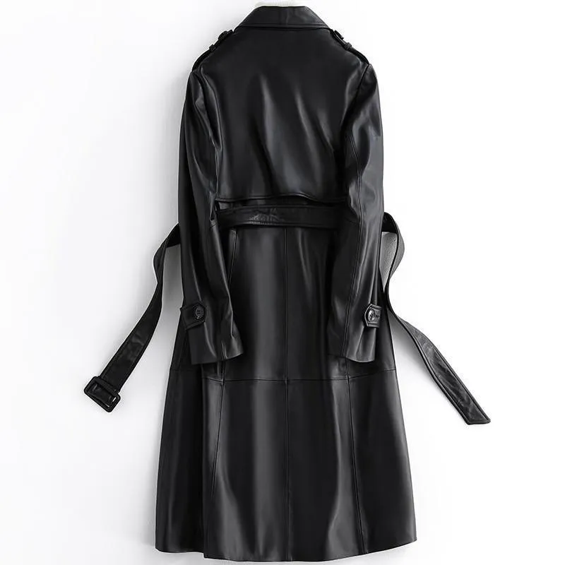 Angel Leather Trench Coat for Women