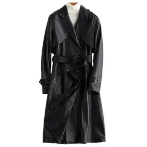 Angel Leather Trench Coat for Women