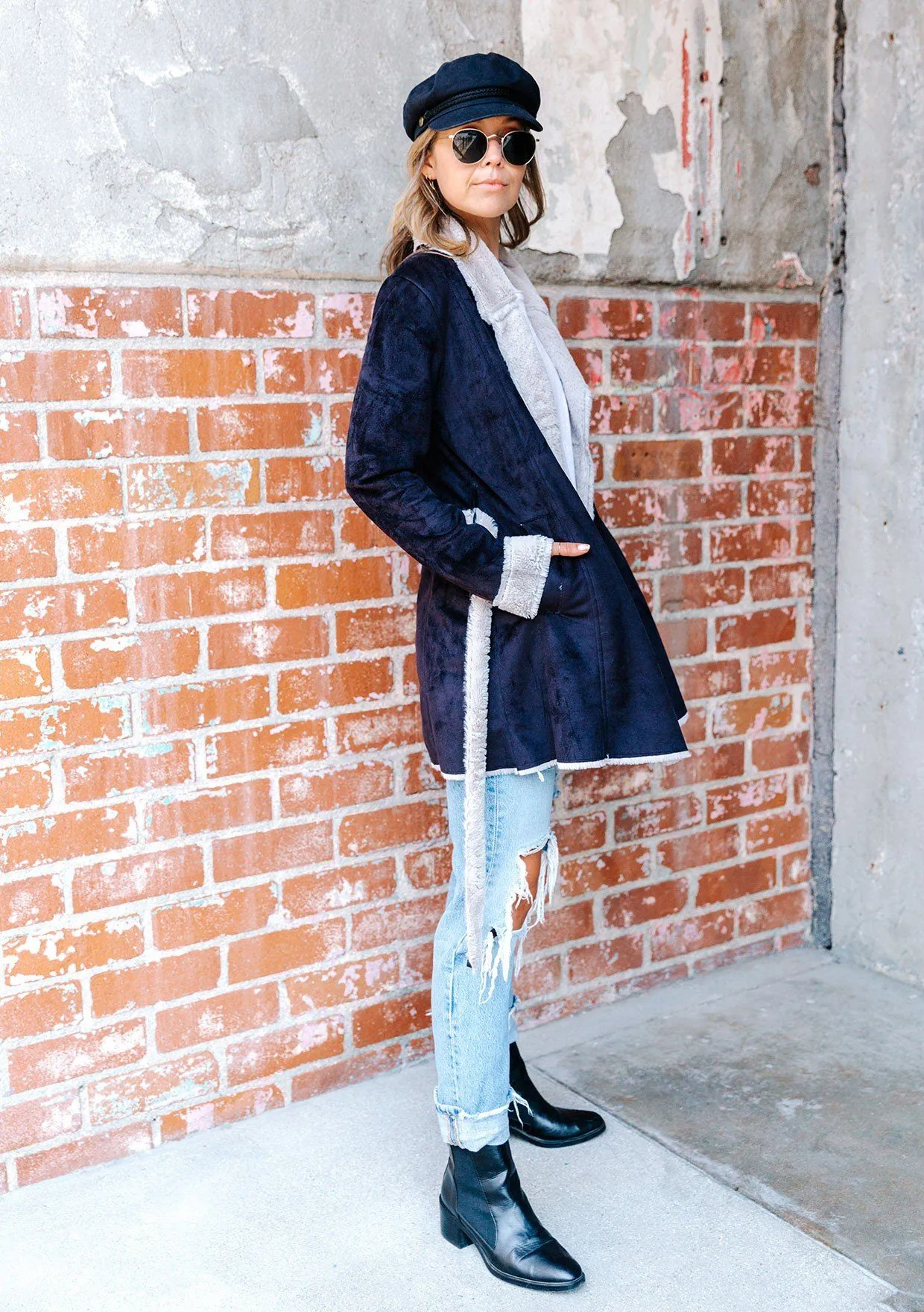 Aspen Faux Shearling Belted Coat
