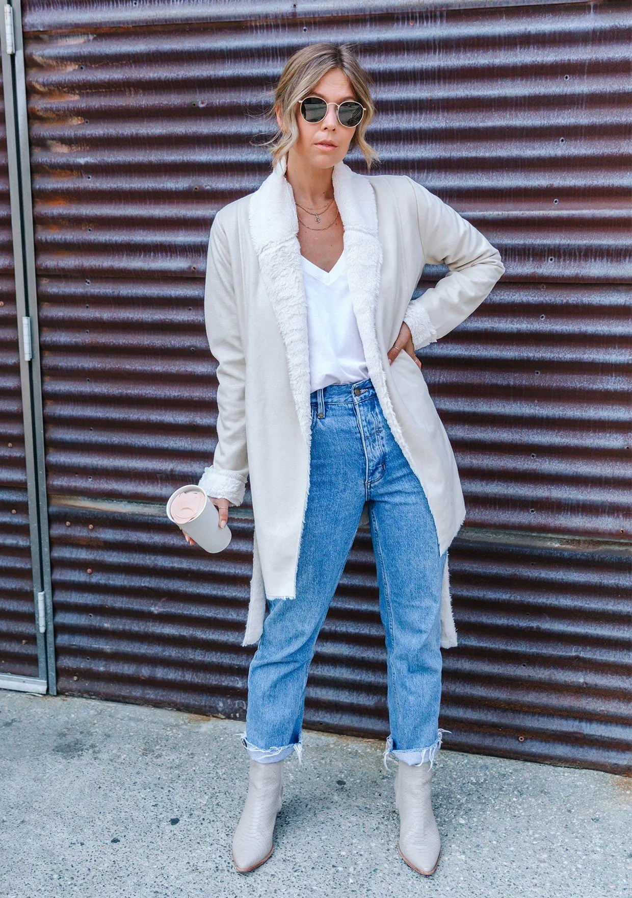Aspen Faux Shearling Belted Coat
