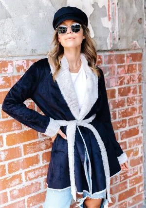 Aspen Faux Shearling Belted Coat