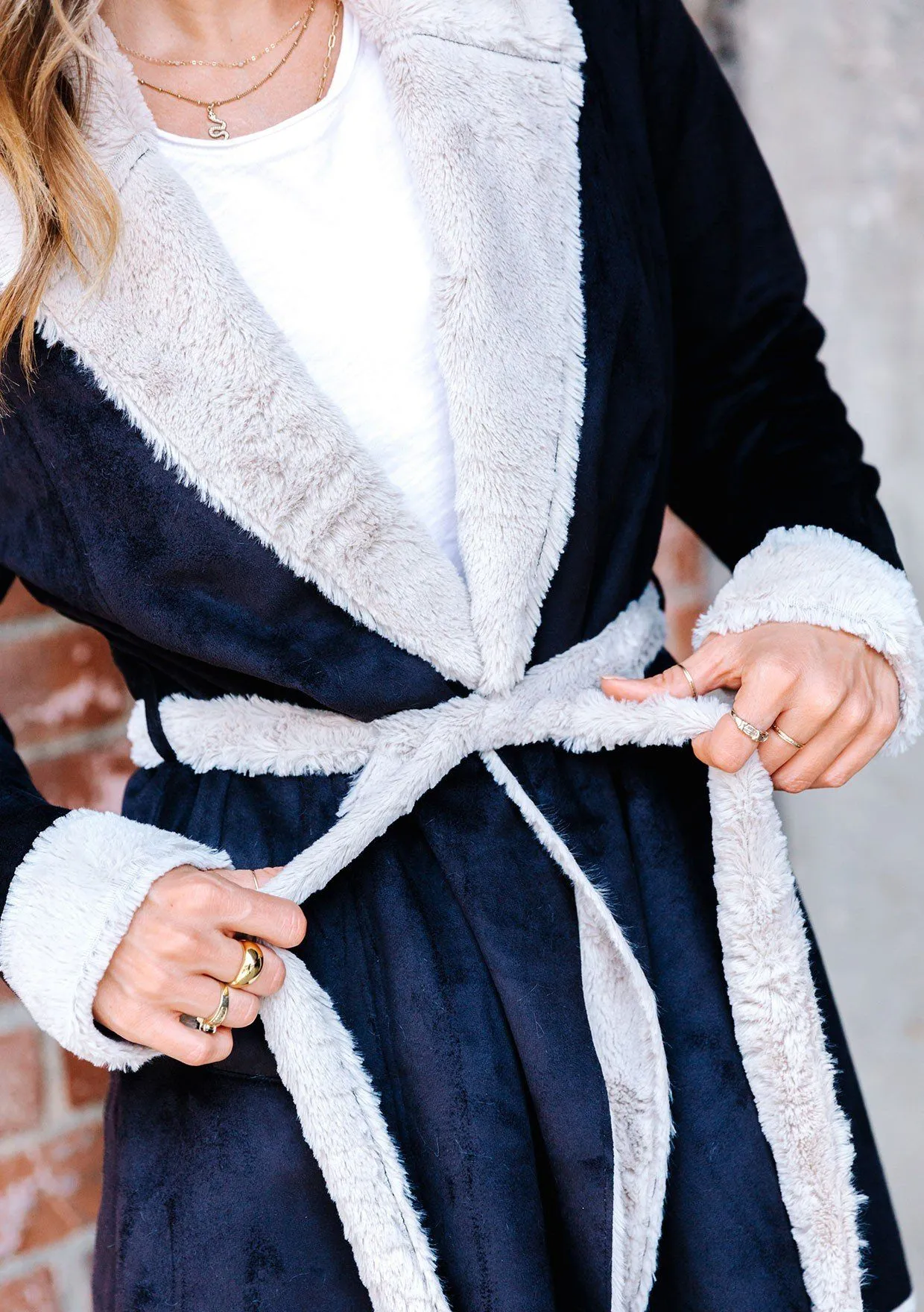 Aspen Faux Shearling Belted Coat