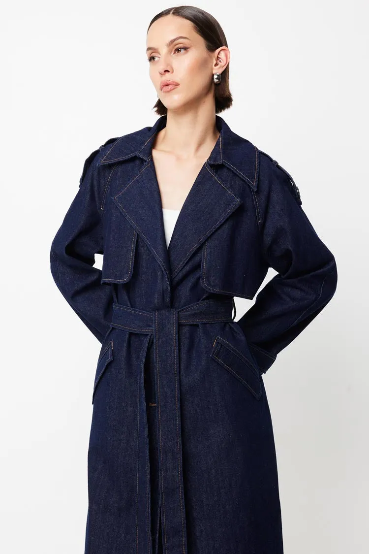 Bexley Trench Coat in Indigo