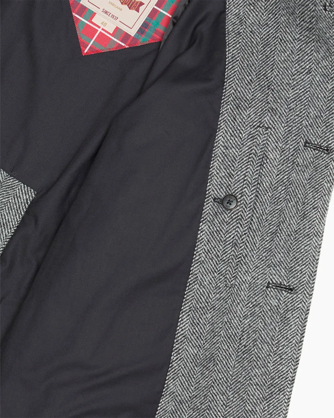 Black & White Herringbone Raglan Coat