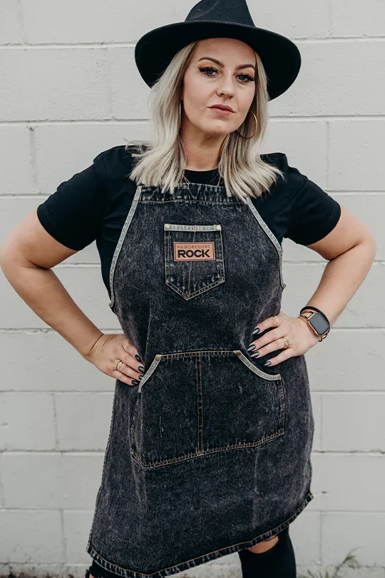 Black Denim Patched Apron