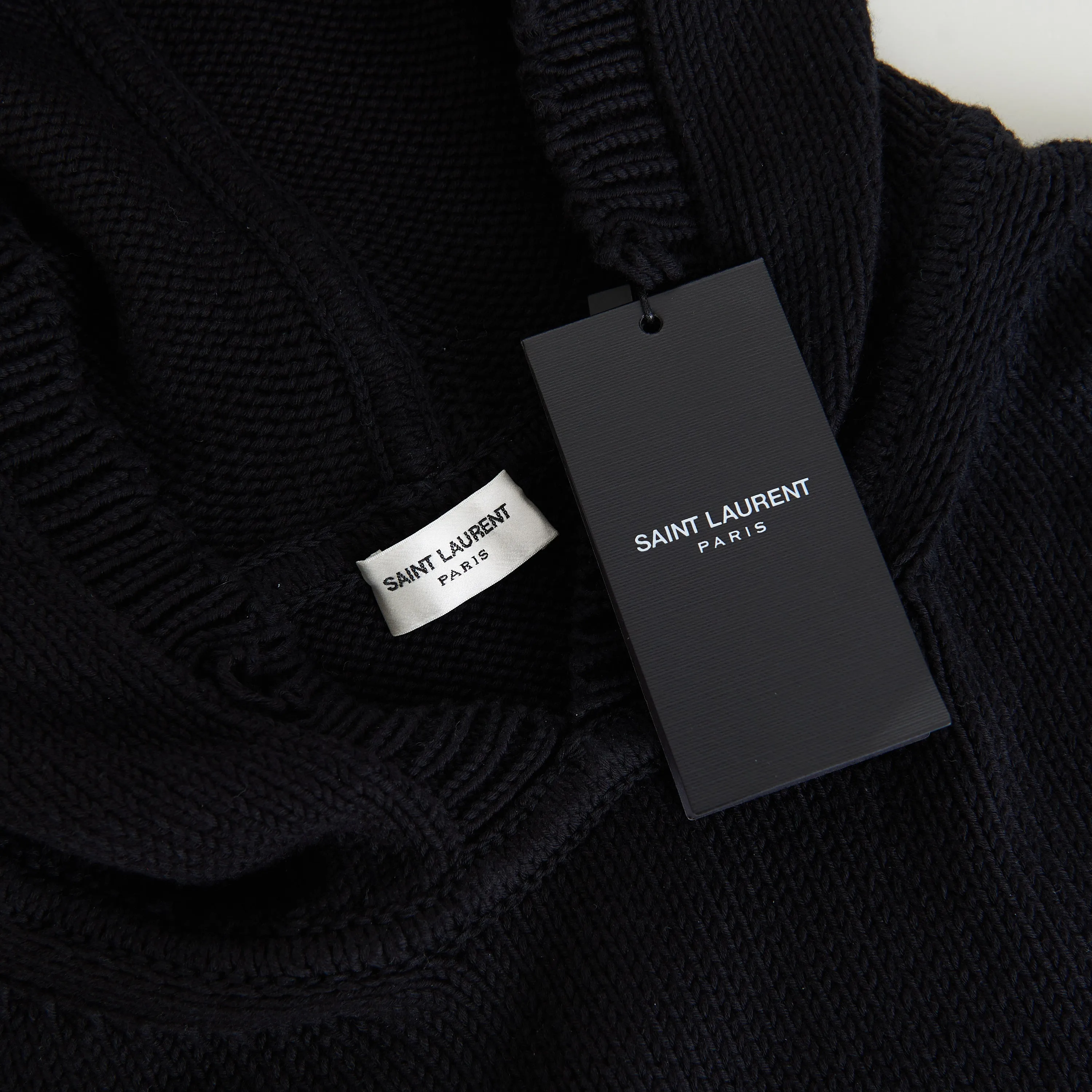 Black Distressed Hoodie Sweatshirt - Cotton, Ribbed