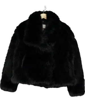 Black Faux Fur Jacket UK M