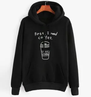 black first i need coffee export quality hoodie for women 222