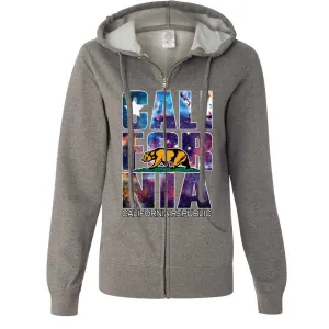 California Cosmic Flag Logo In Space Galaxy Ladies Zip-Up Hoodie