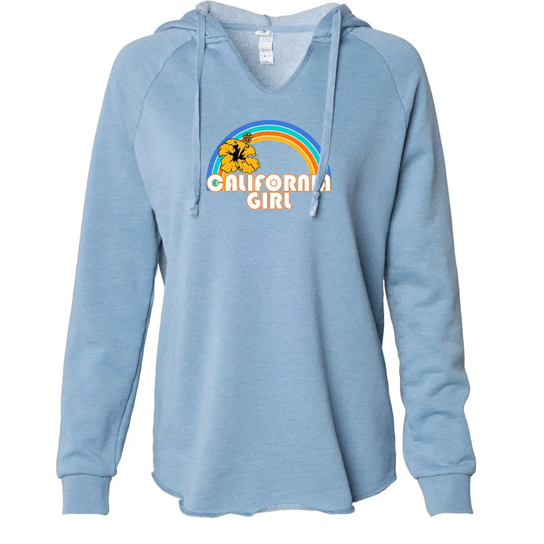 California Girl Rainbow Hibiscus Women's Soft Hooded Pullover