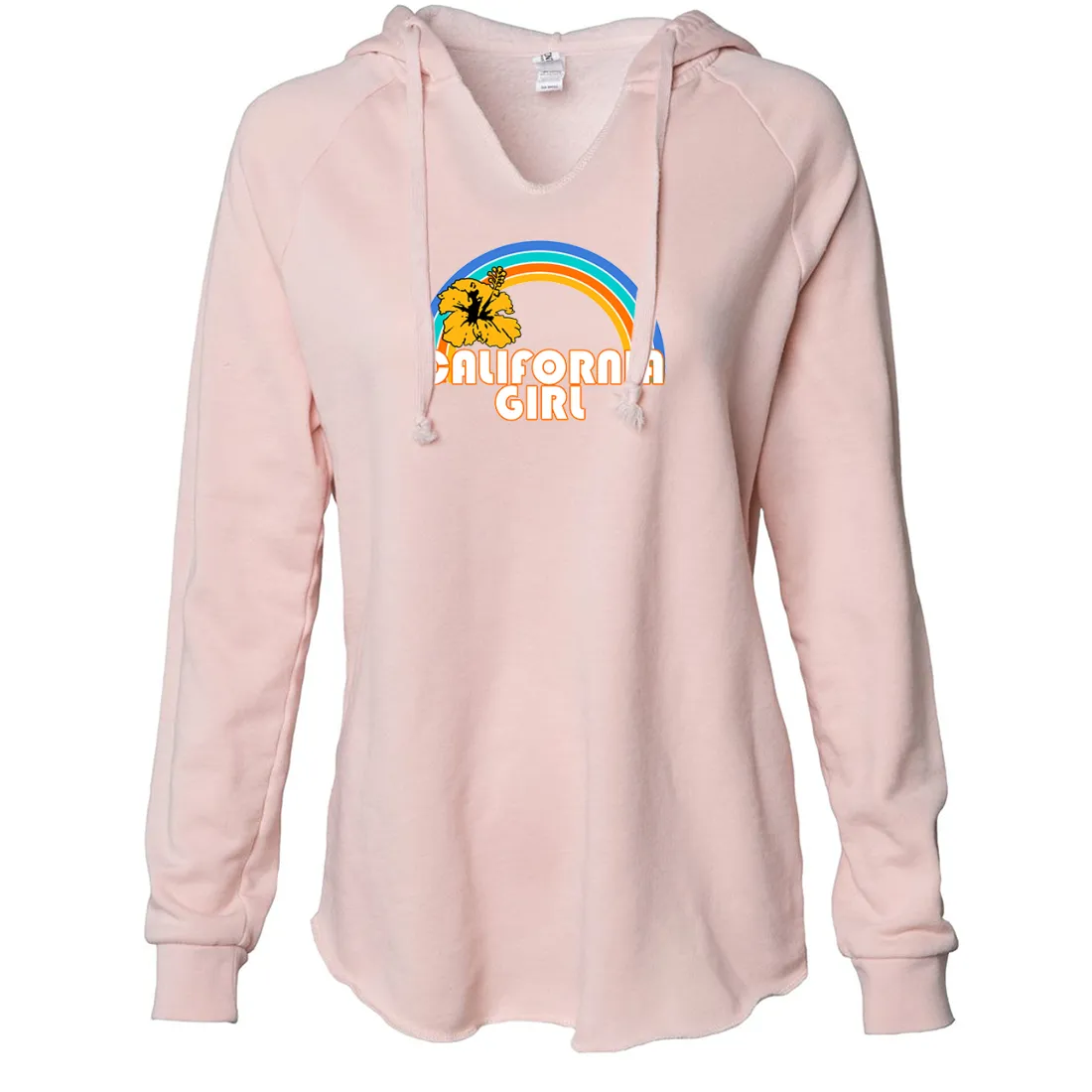 California Girl Rainbow Hibiscus Women's Soft Hooded Pullover