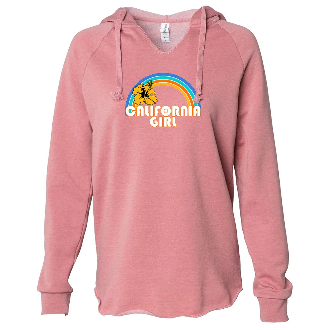 California Girl Rainbow Hibiscus Women's Soft Hooded Pullover