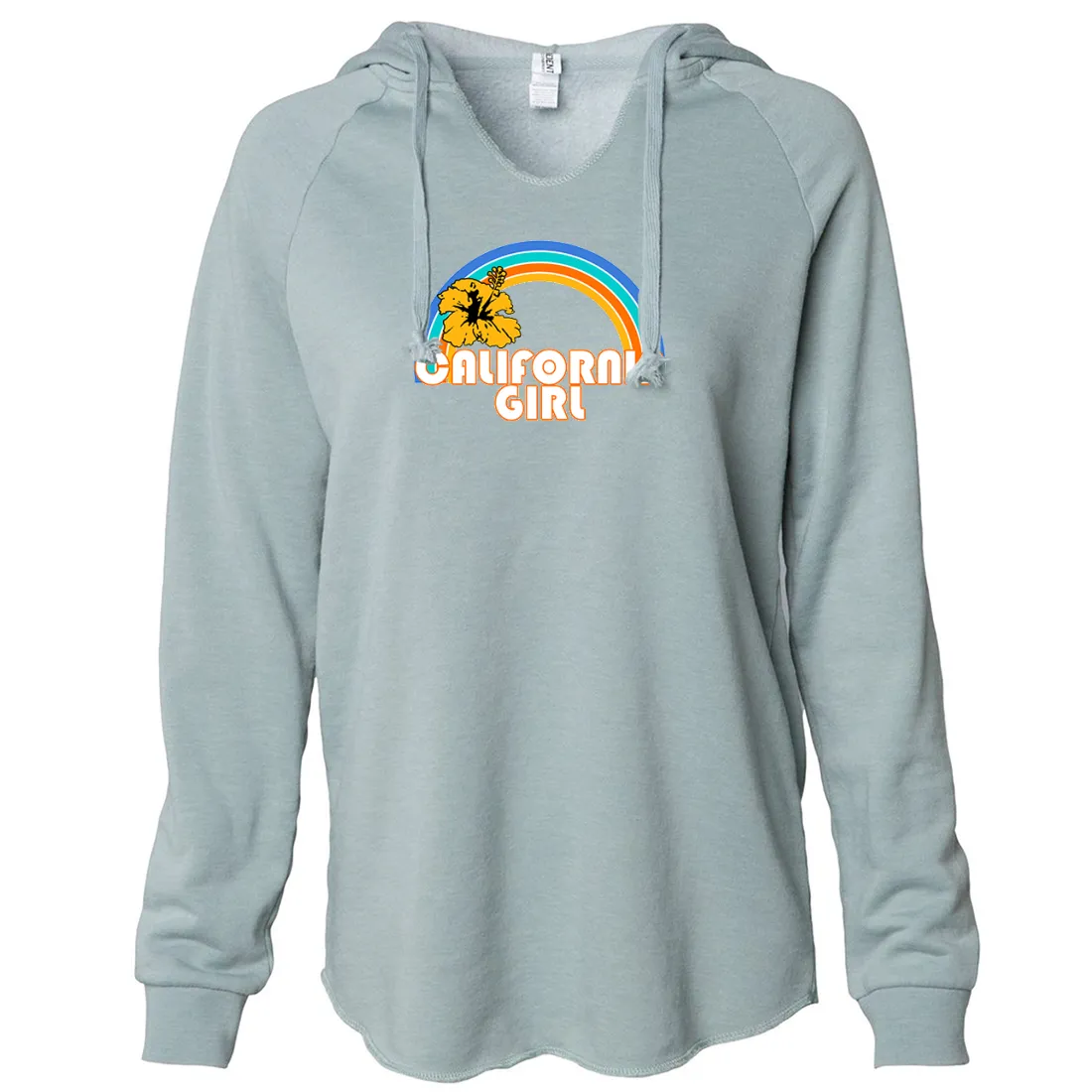 California Girl Rainbow Hibiscus Women's Soft Hooded Pullover