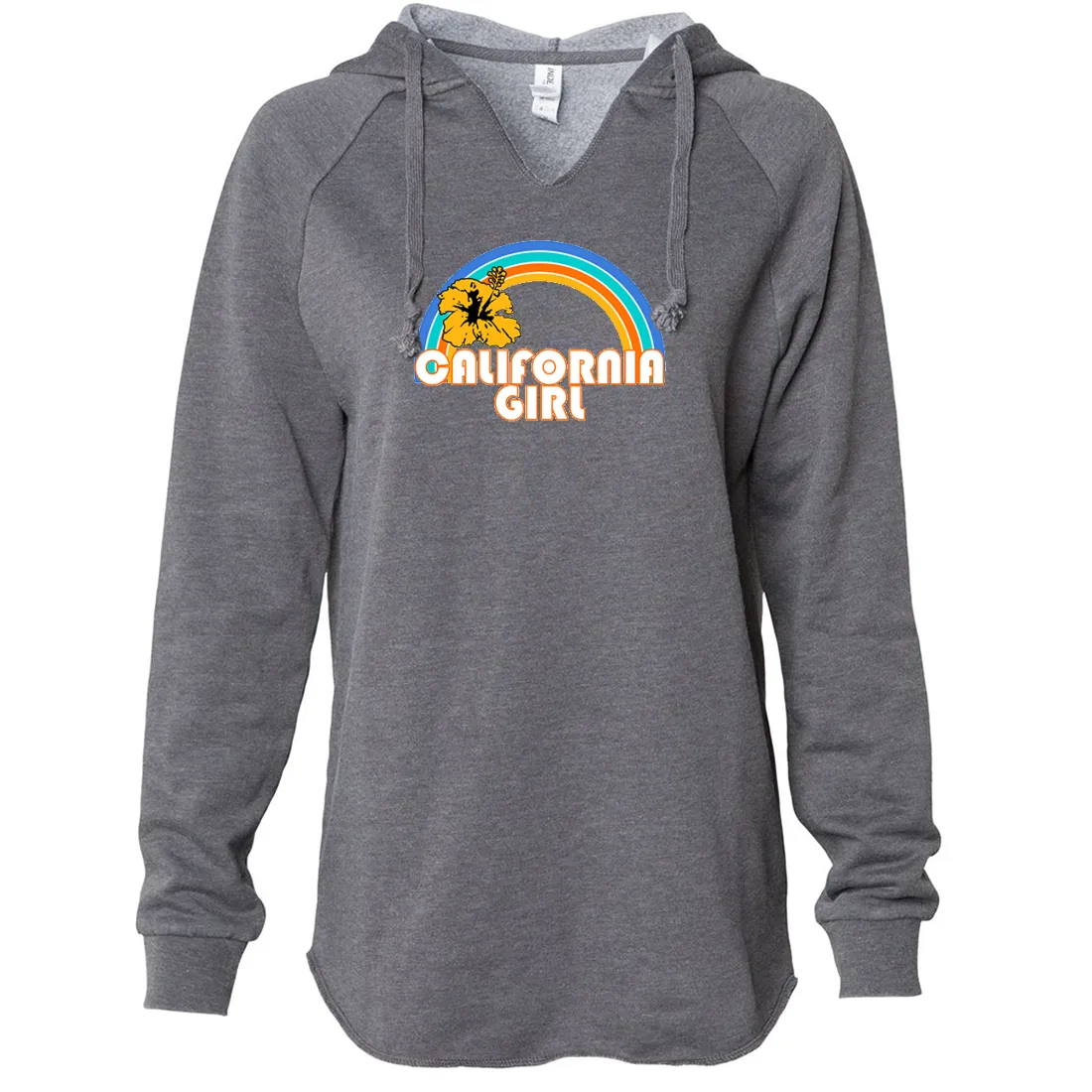 California Girl Rainbow Hibiscus Women's Soft Hooded Pullover