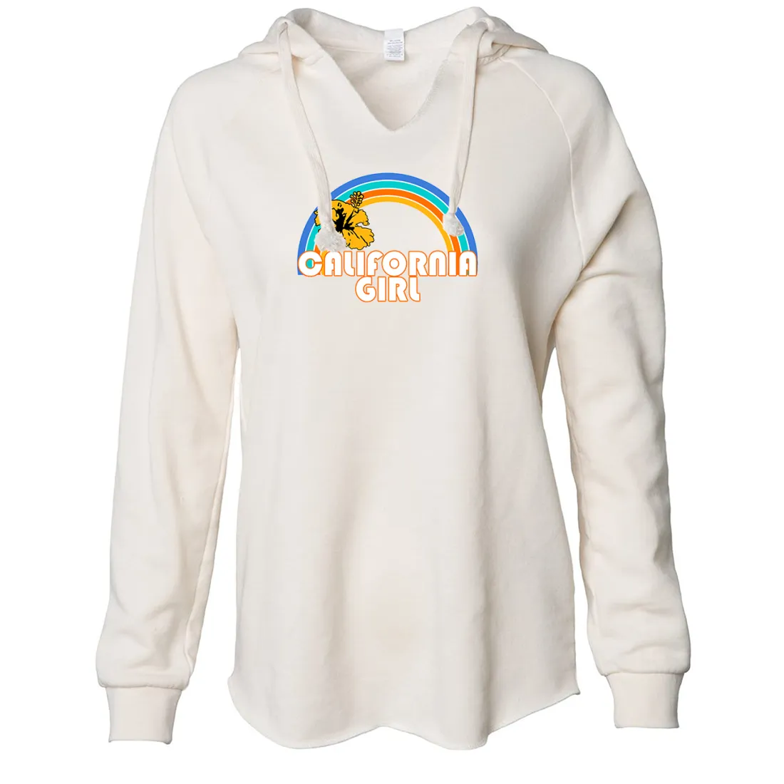 California Girl Rainbow Hibiscus Women's Soft Hooded Pullover