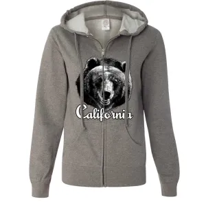 California Grizzly Bear Ladies Zip-Up Hoodie