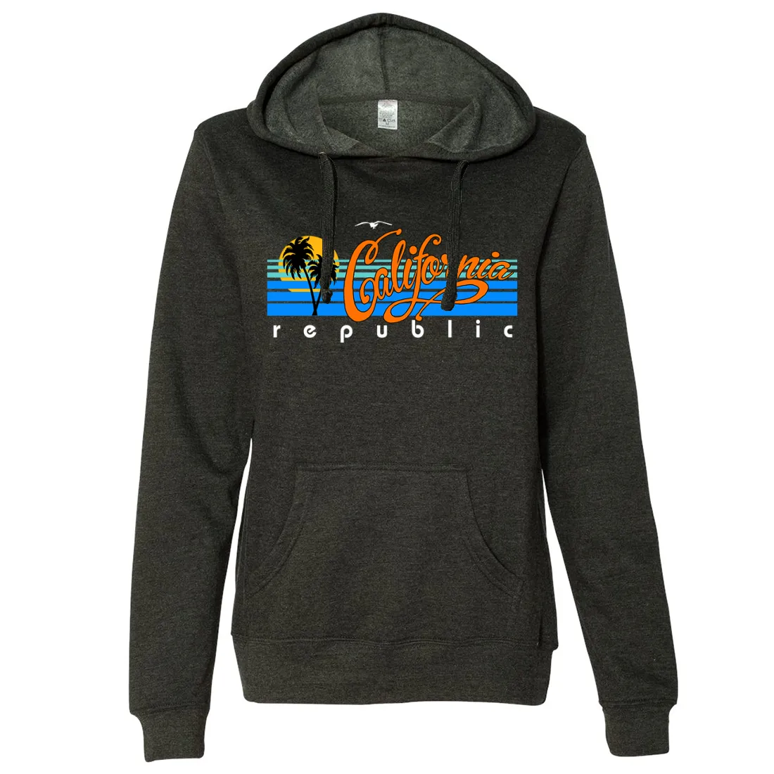 California Republic Palm Trees Ladies Lightweight Fitted Hoodie
