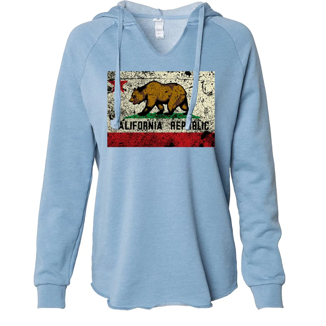 California State Flag Distressed Women's Soft Hooded Pullover
